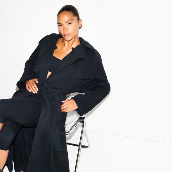 NWT Skims Boyfriend Fleece Oversized Trench Coat in Onyx - Picture 2 of 11